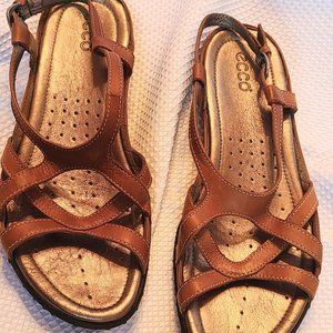 Ecco ankle strap tan sandals